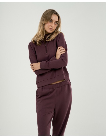 Sudadera media cremallera fluida mujer