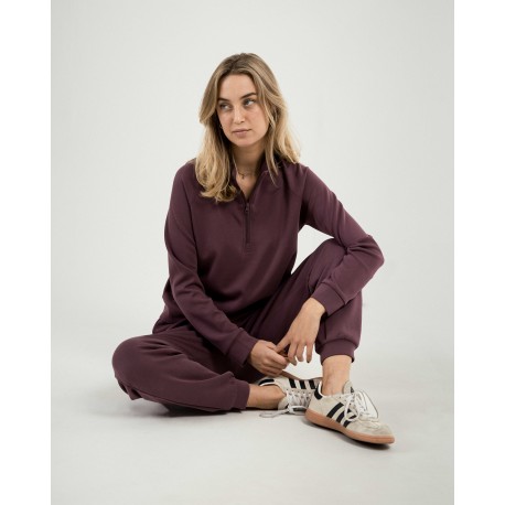 Sudadera media cremallera fluida mujer