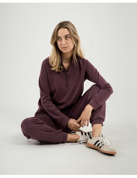 Sudadera media cremallera fluida mujer