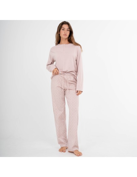 Pijama largo algodón Madrigal marsala Pijama largo algodón Madrigal marsala