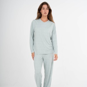 Pijama largo mujer soft Lolenda verde tiffany