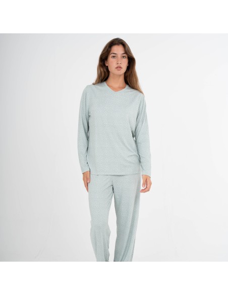 Pijama largo mujer soft Lolenda verde tiffany