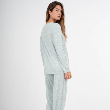 Pijama largo mujer soft Lolenda verde tiffany