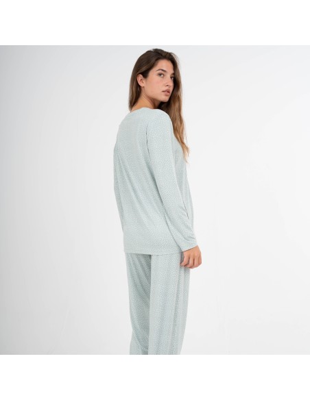 Pijama largo mujer soft Lolenda verde tiffany