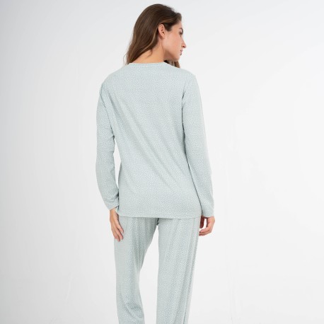 Pijama largo mujer soft Lolenda verde tiffany