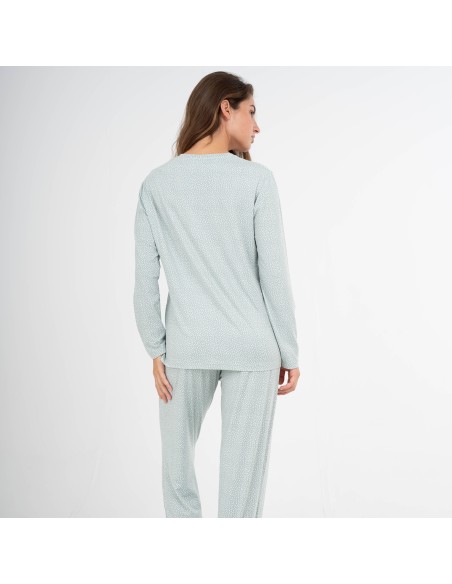 Pijama largo mujer soft Lolenda verde tiffany