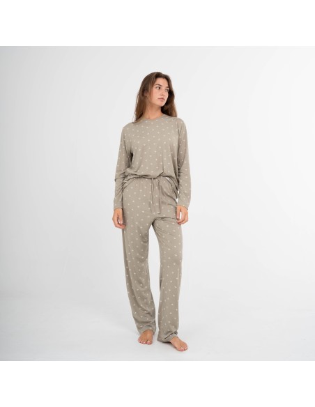 Pijama largo mujer soft Embera verde seco