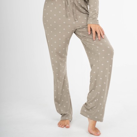 Pijama largo mujer soft Embera verde seco