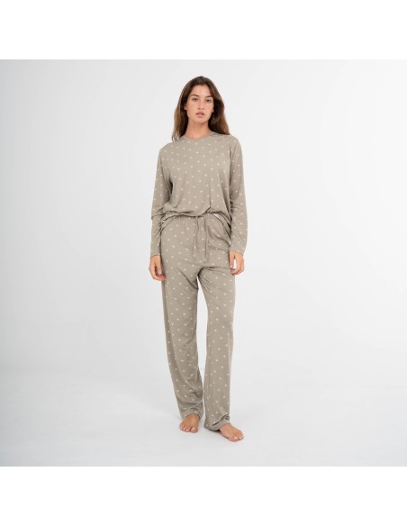 Pijama largo mujer soft Embera verde seco