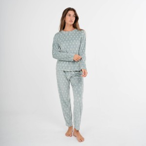 Pijama terciopelo super soft mujer Nemo verde cacería