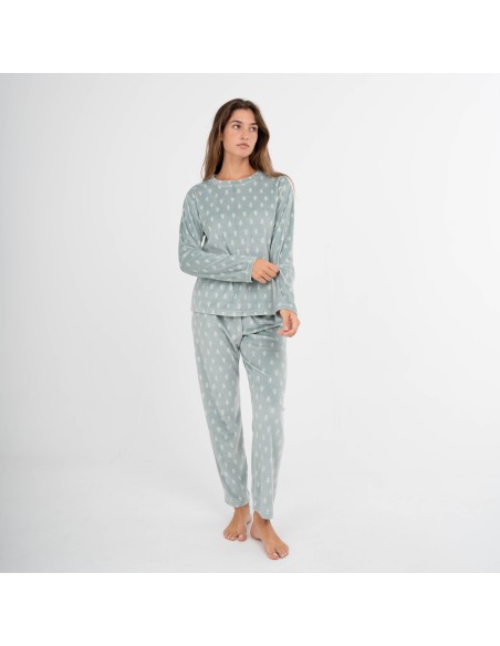 Pijama terciopelo super soft mujer Nemo verde cacería Pijama terciopelo super soft mujer Nemo verde cacería