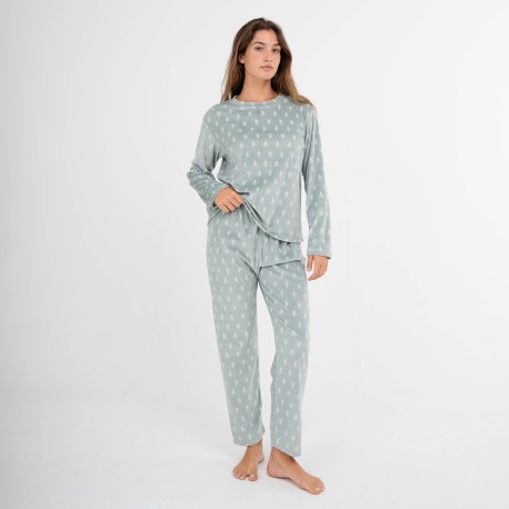 Pijama terciopelo super soft mujer Nemo verde cacería