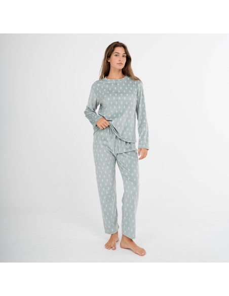 Pijama terciopelo super soft mujer Nemo verde cacería Pijama terciopelo super soft mujer Nemo verde cacería