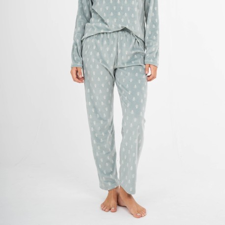 Pijama terciopelo super soft mujer Nemo verde cacería