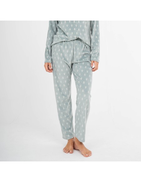 Pijama terciopelo super soft mujer Nemo verde cacería Pijama terciopelo super soft mujer Nemo verde cacería