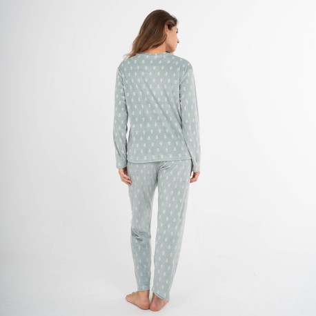 Pijama terciopelo super soft mujer Nemo verde cacería