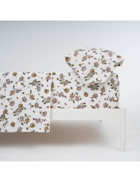 Juego de sábanas algodón Meghan verde seco - rosa keike