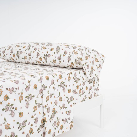 Juego de sábanas algodón Meghan verde seco - rosa keike