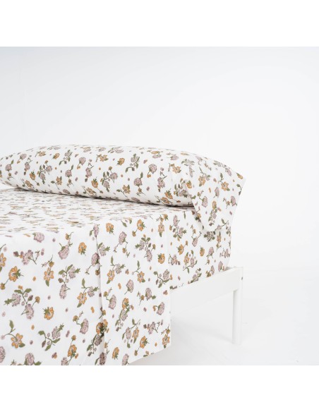 Juego de sábanas algodón Meghan verde seco - rosa keike