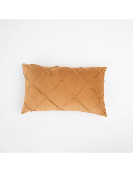 Cojín rectangular terciopelo algodón Rombo liso - funda + relleno