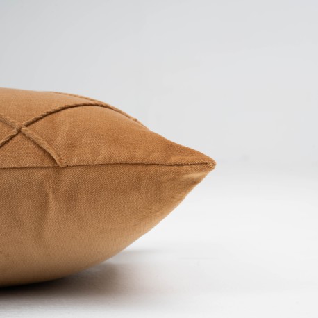 Cojín rectangular terciopelo algodón Rombo liso - funda + relleno