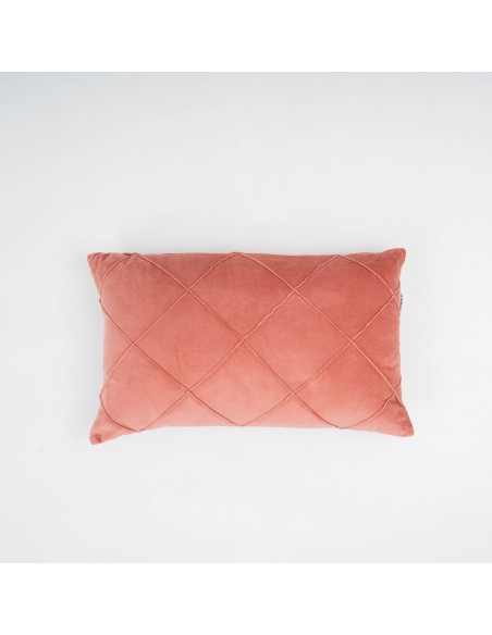 Cojín rectangular terciopelo algodón Rombo liso - funda + relleno