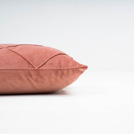 Cojín rectangular terciopelo algodón Rombo liso - funda + relleno