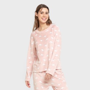 Pijama terciopelo super soft mujer Seasonal rosa palo