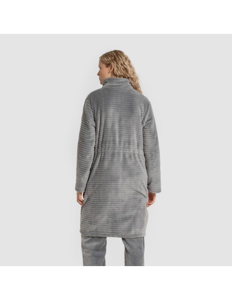 Bata terciopelo raya cremallera