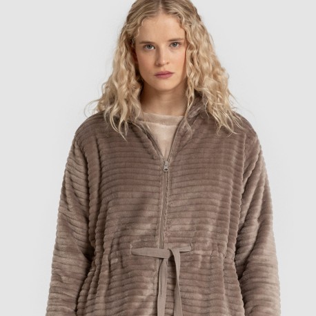 Bata terciopelo raya cremallera