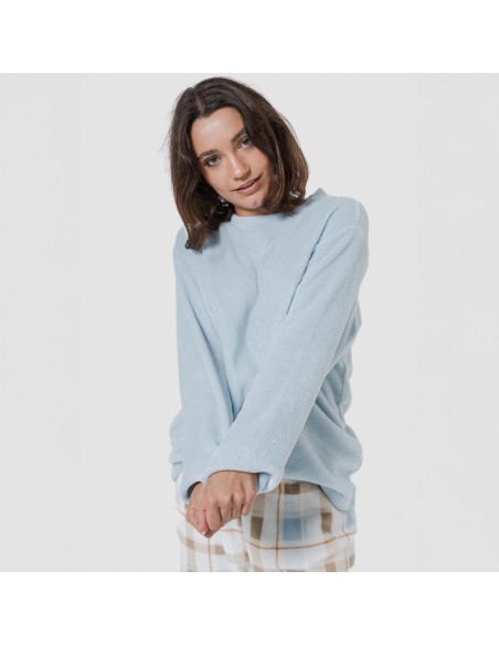 Pijama coral Cuadro Noric celeste