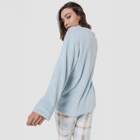 Pijama coral Cuadro Noric celeste