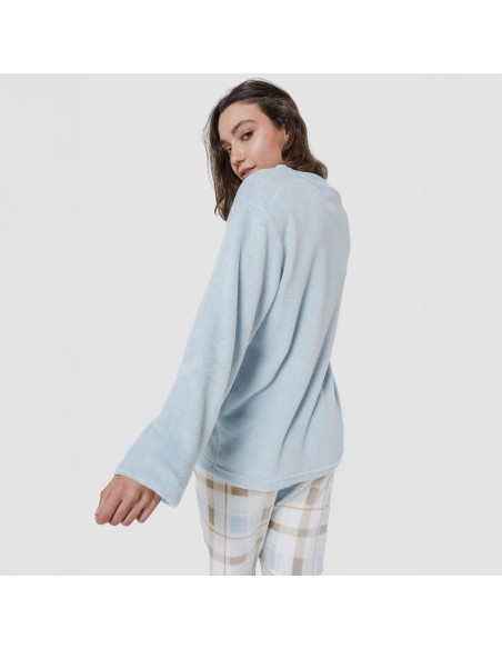 Pijama coral Cuadro Noric celeste