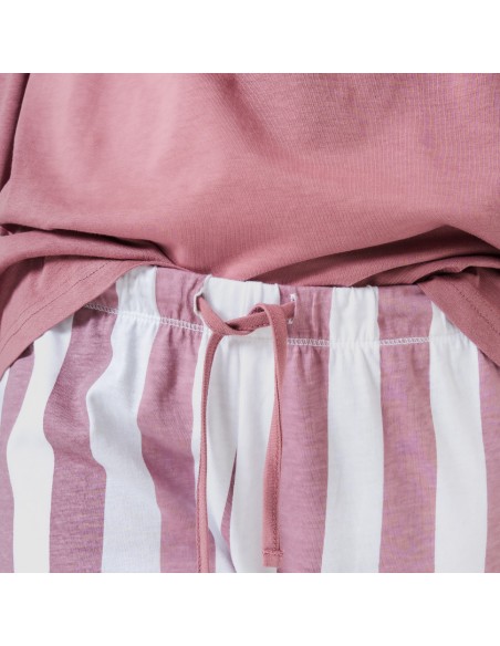 Pijama largo algodón Raya Elvis malva rosa