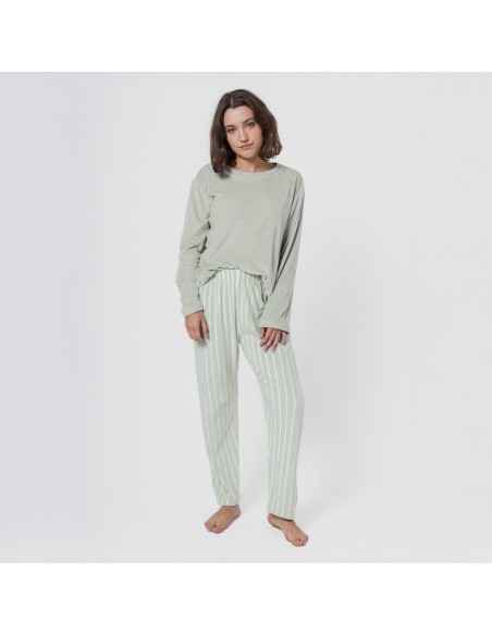 Pijama terciopelo super soft mujer Raya Astria verde tiffany
