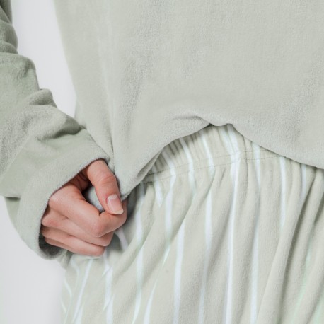 Pijama terciopelo super soft mujer Raya Astria verde tiffany