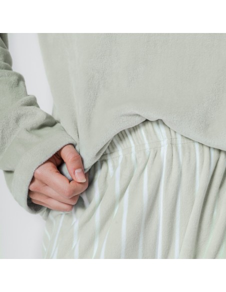 Pijama terciopelo super soft mujer Raya Astria verde tiffany