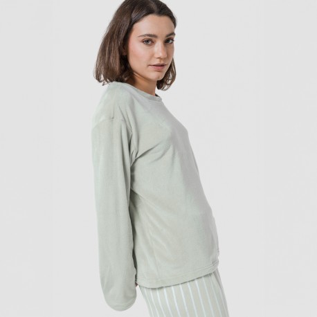 Pijama terciopelo super soft mujer Raya Astria verde tiffany