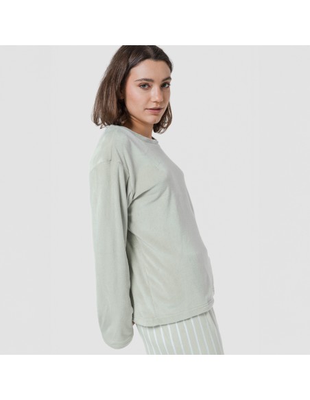 Pijama terciopelo super soft mujer Raya Astria verde tiffany