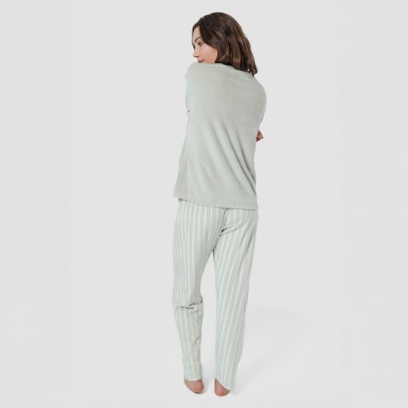 Pijama terciopelo super soft mujer Raya Astria verde tiffany