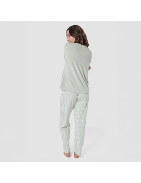 Pijama terciopelo super soft mujer Raya Astria verde tiffany