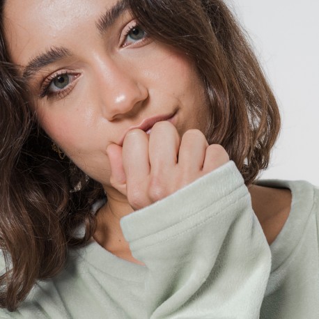 Pijama terciopelo super soft mujer Raya Astria verde tiffany