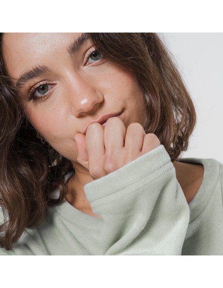 Pijama terciopelo super soft mujer Raya Astria verde tiffany