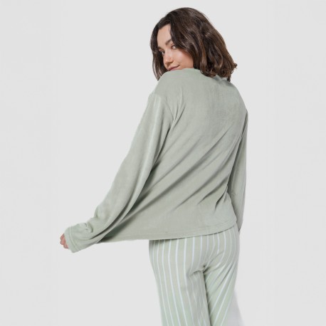 Pijama terciopelo super soft mujer Raya Astria verde tiffany
