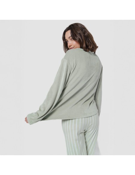 Pijama terciopelo super soft mujer Raya Astria verde tiffany