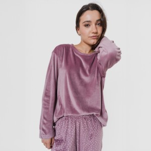 Pijama terciopelo super soft mujer Lolenda berenjena