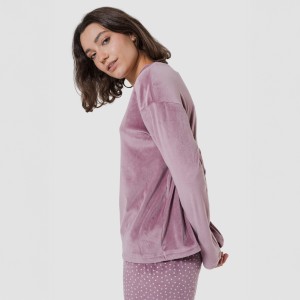 Pijama terciopelo super soft mujer Lolenda berenjena 2