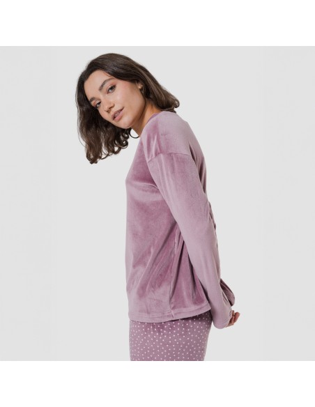 Pijama terciopelo super soft mujer Lolenda berenjena