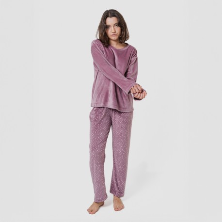 Pijama terciopelo super soft mujer Lolenda berenjena