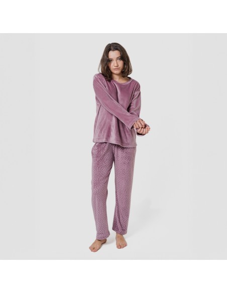 Pijama terciopelo super soft mujer Lolenda berenjena
